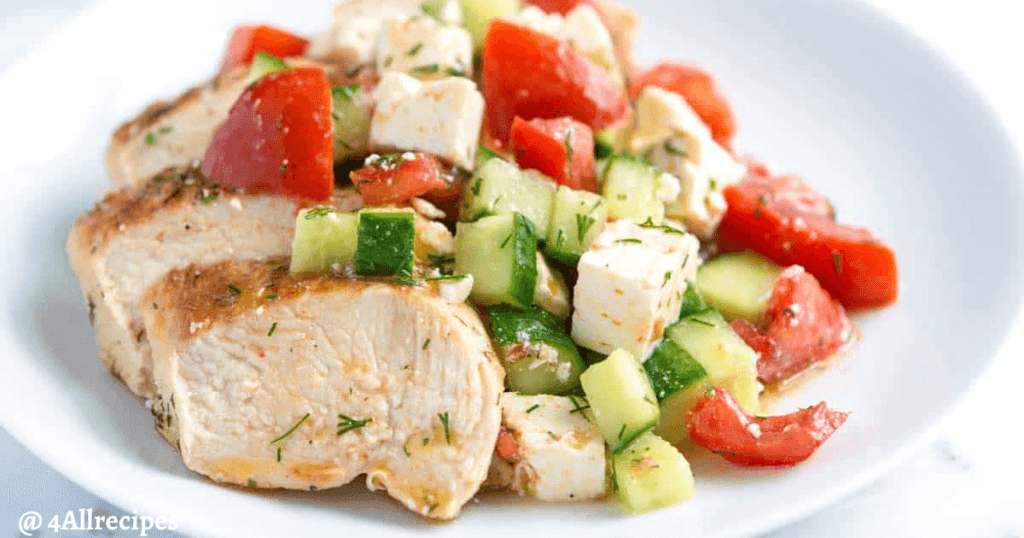 Greek chicken with cucumber feta salad


